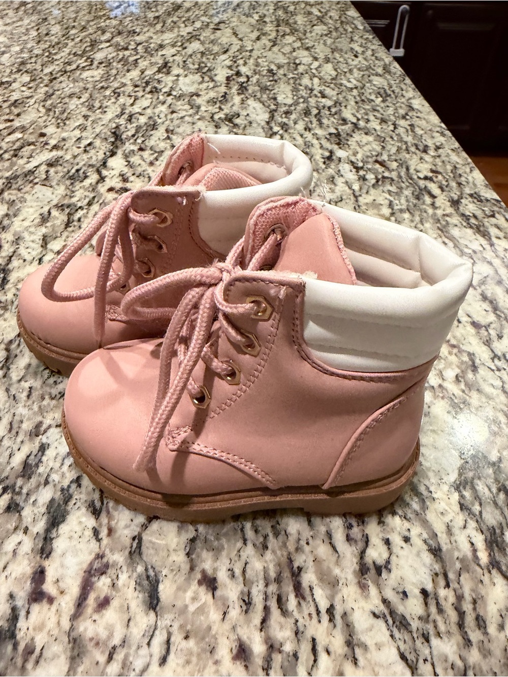 Kids Pink Lace-Up Padded Ankle Boots